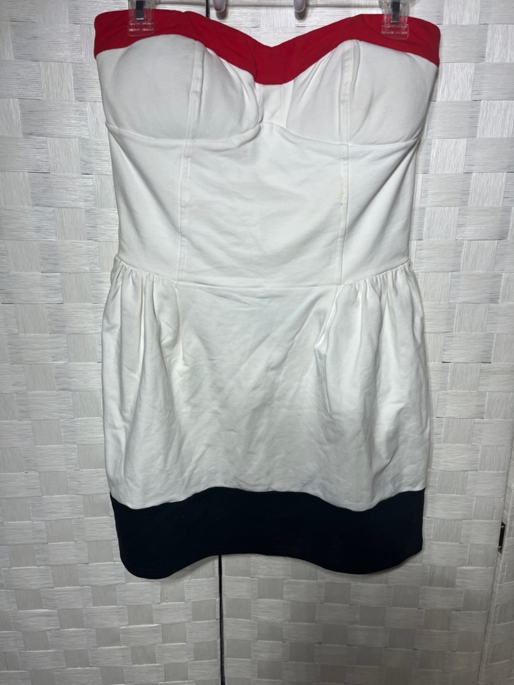 BdBdU Red and White Colorblock Strapless dress Small
